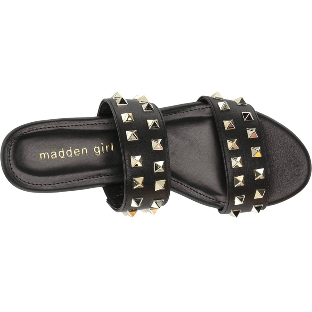Women's Madden Girl Everett Platform Wedge Sandals Black Studded heeled 5, 5.5 6 - Picture 6 of 8